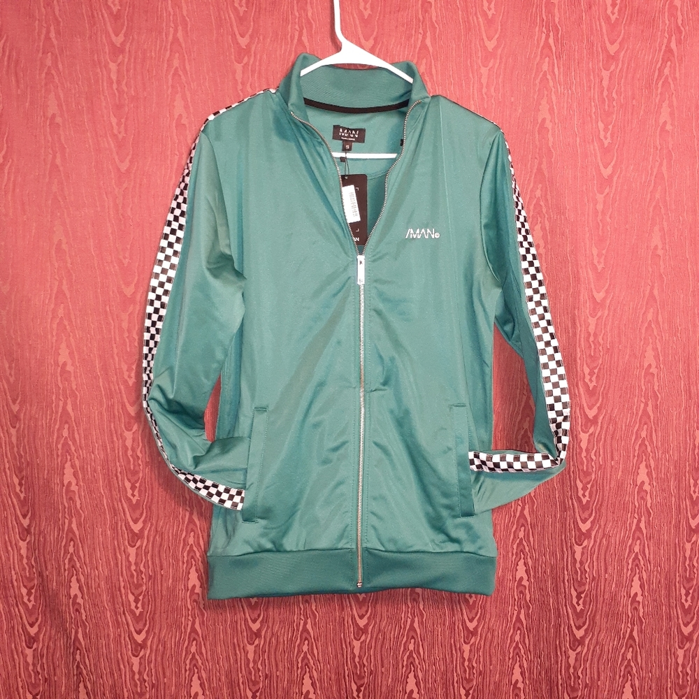 BOOHOO MAN 2 PIECE GREEN AND WHITE TRACKSUIT MEN'S NWT SIZE S